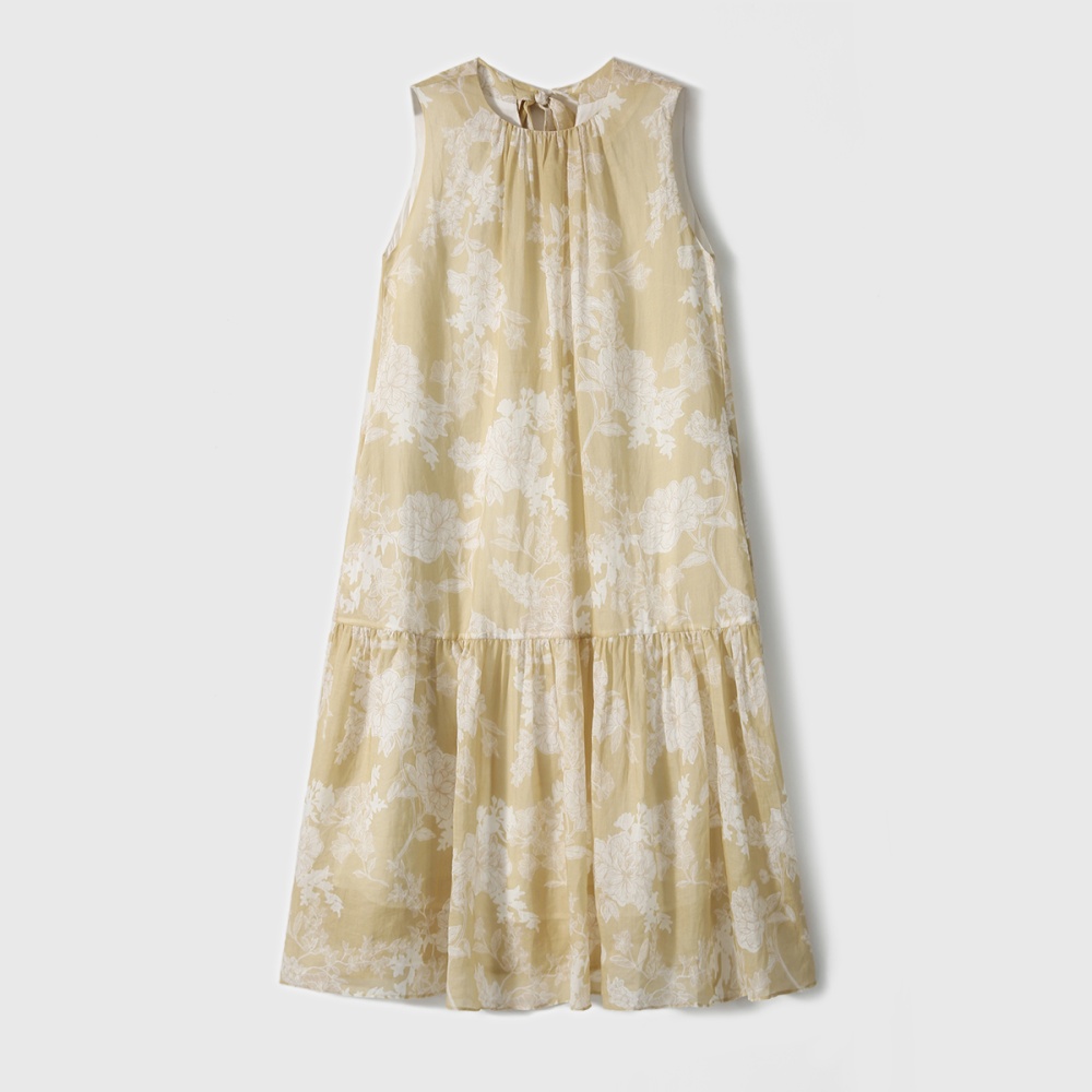 Printing sleeveless vacation summer paper cut dress