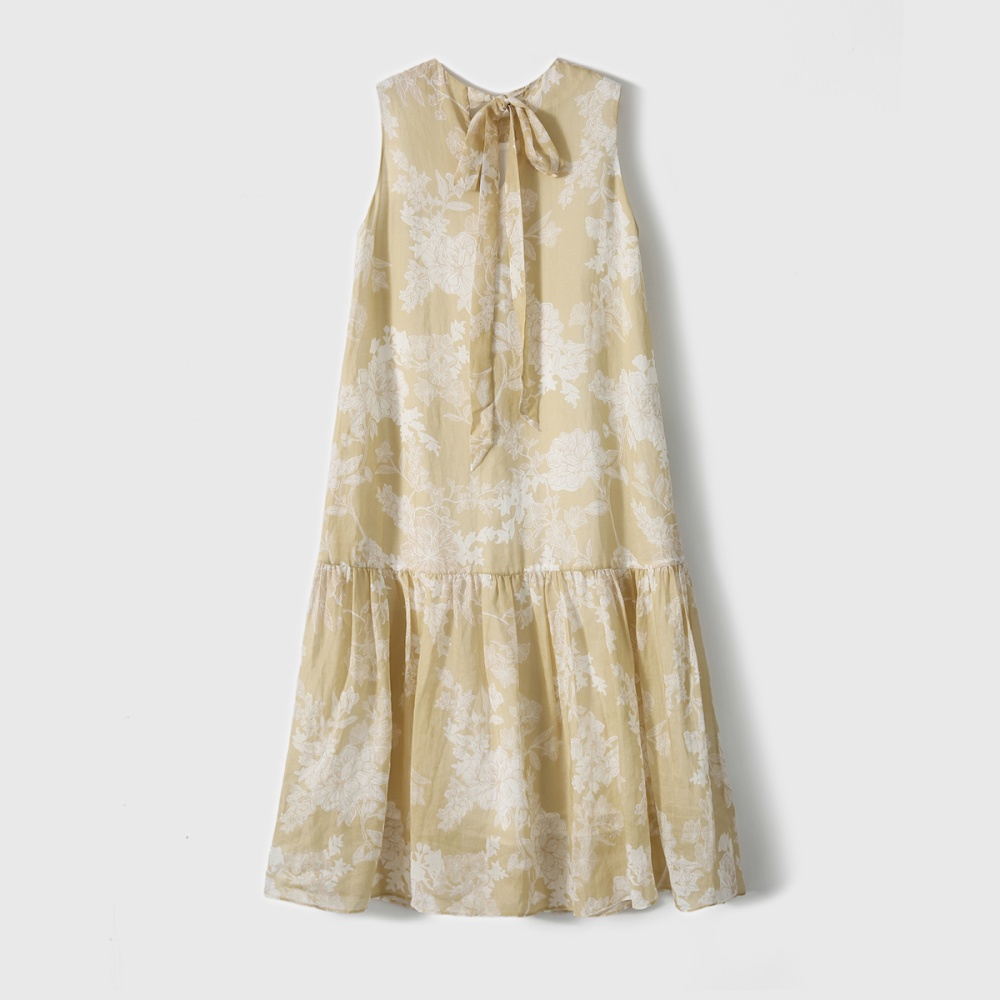 Printing sleeveless vacation summer paper cut dress