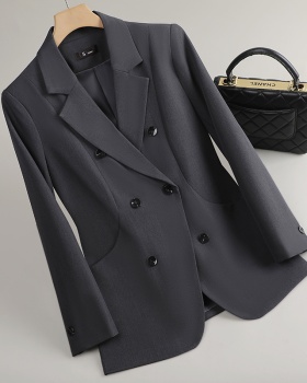 Double-breasted business suit gray coat for women