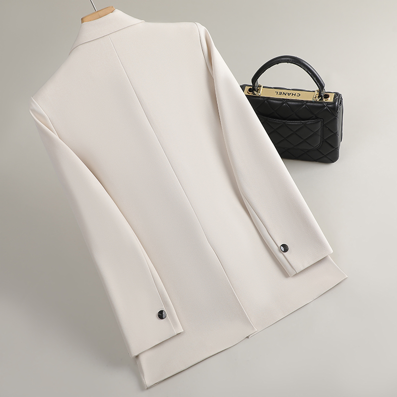 Double-breasted business suit gray coat for women