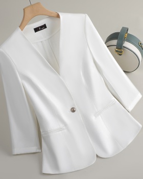 White short sleeve coat chanelstyle tops for women