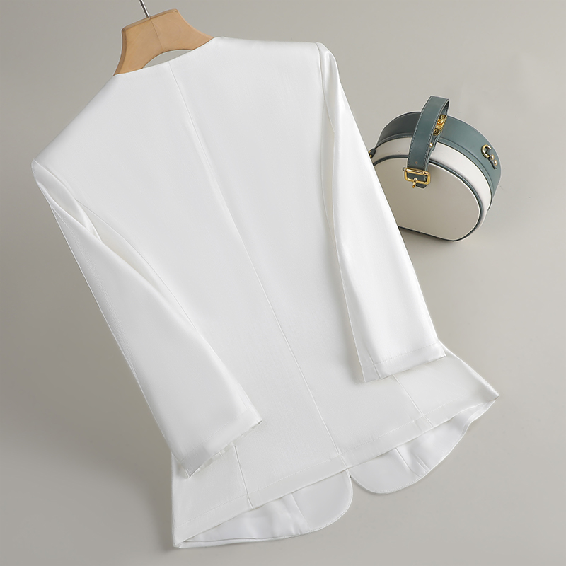 White short sleeve coat chanelstyle tops for women