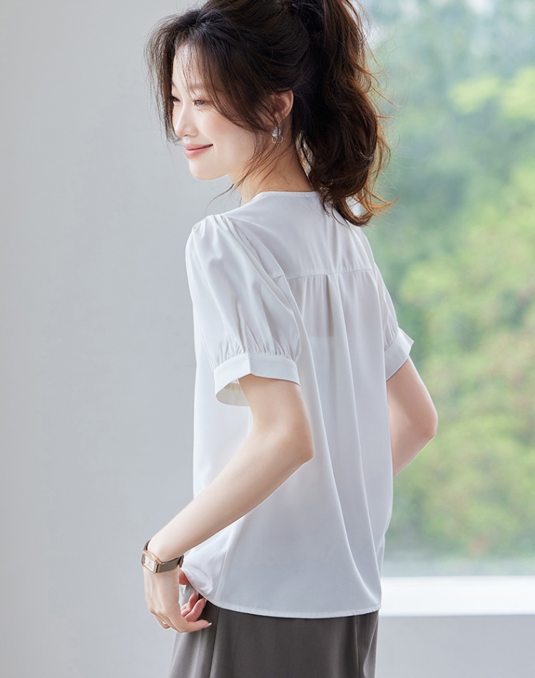 Temperament V-neck shirt simple small shirt for women