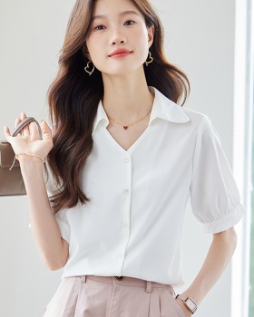 Summer all-match fashion tops V-neck thin temperament shirt
