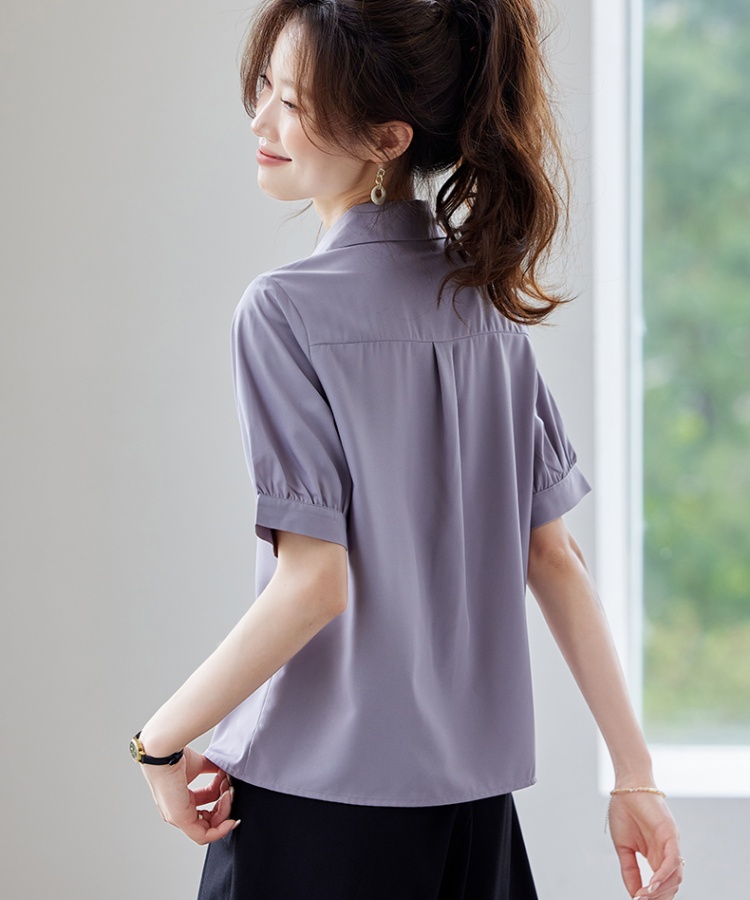 Summer all-match fashion tops V-neck thin temperament shirt