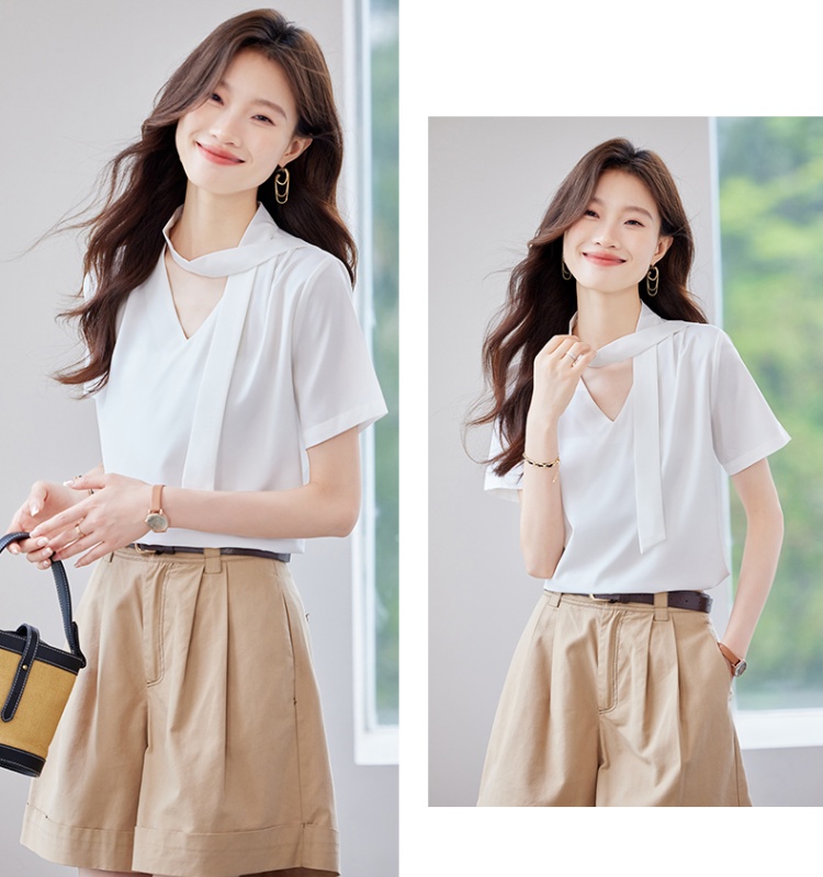 Fashion temperament shirt short sleeve tops for women
