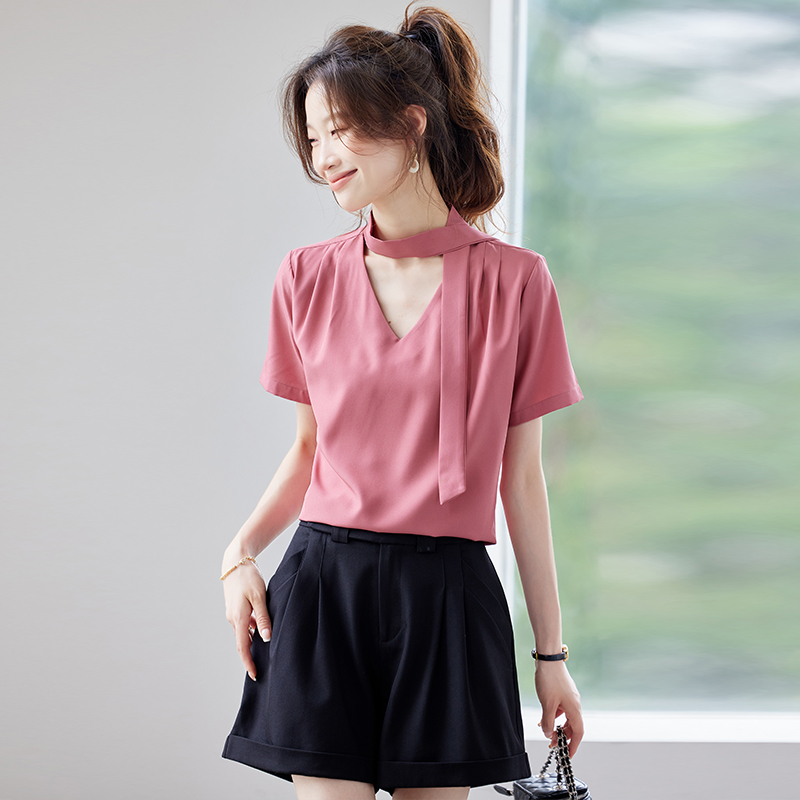 Fashion temperament shirt short sleeve tops for women
