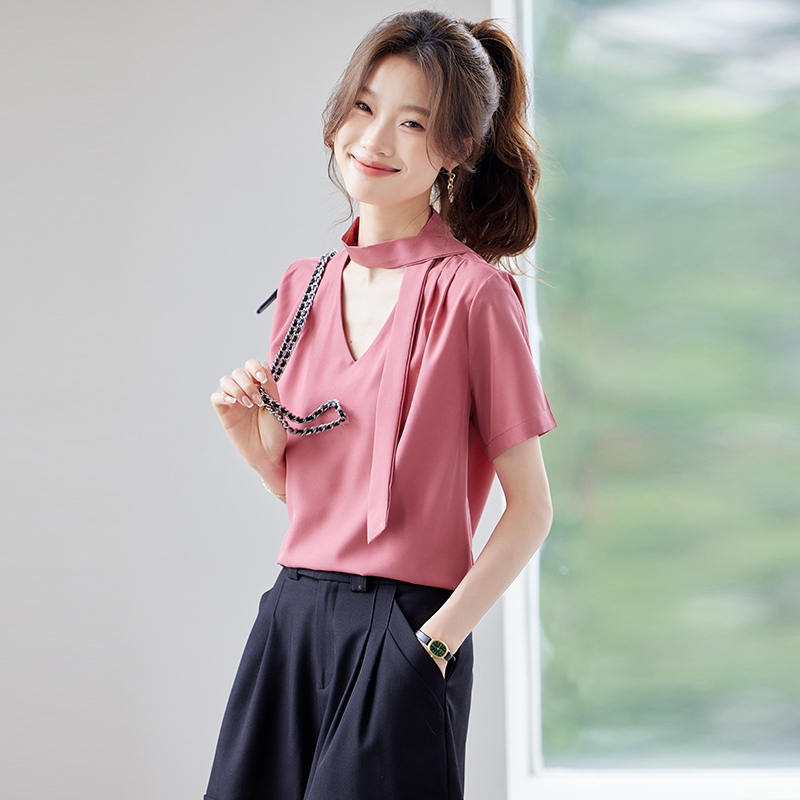 Fashion temperament shirt short sleeve tops for women