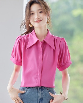 Casual summer shirt retro commuting small shirt for women