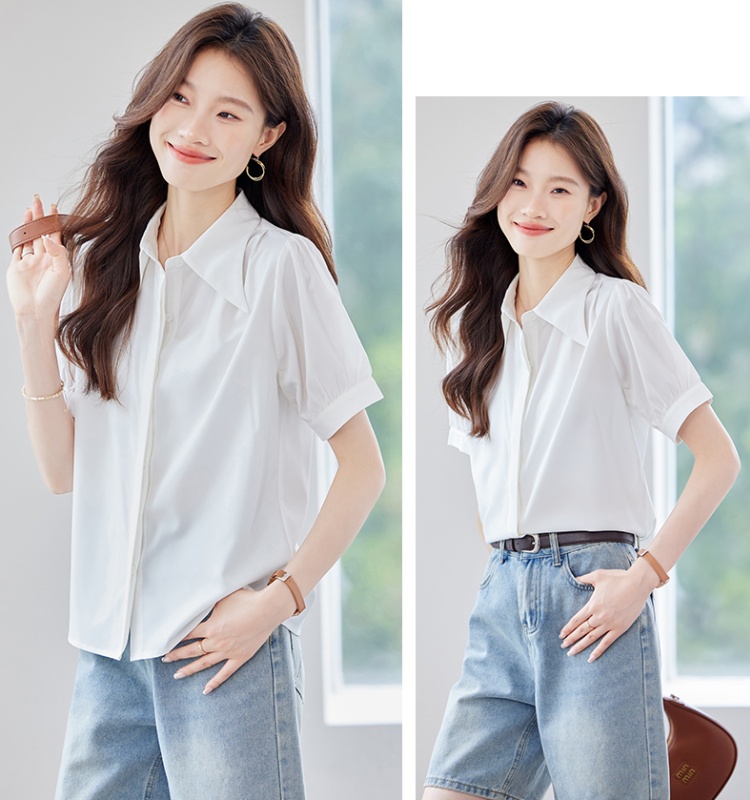 Casual summer shirt retro commuting small shirt for women