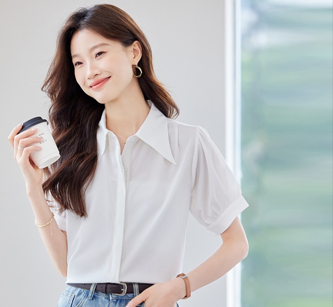 Casual summer shirt retro commuting small shirt for women