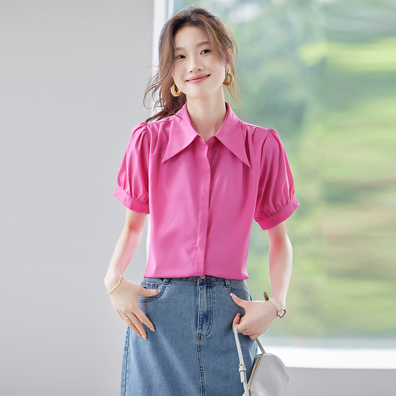 Casual summer shirt retro commuting small shirt for women