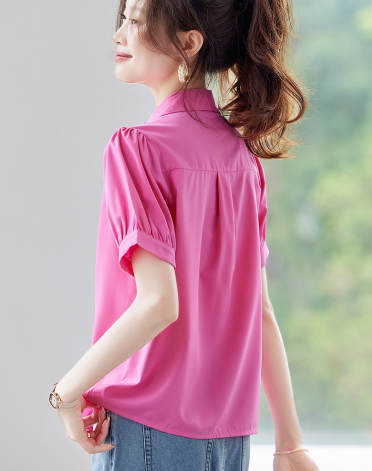 Casual summer shirt retro commuting small shirt for women