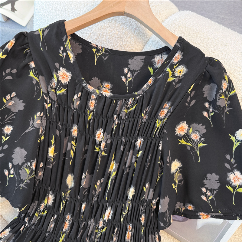 High waist large yard floral Cover belly dress