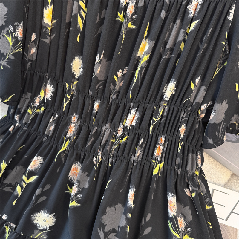 High waist large yard floral Cover belly dress