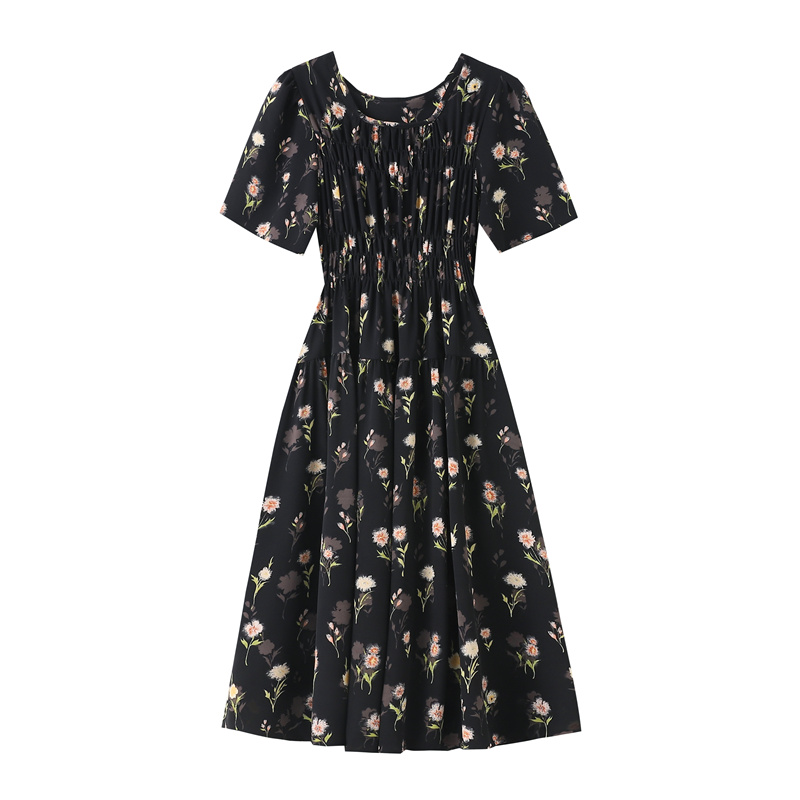 High waist large yard floral Cover belly dress