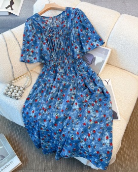 Soft thin floral dress blue large yard light long dress