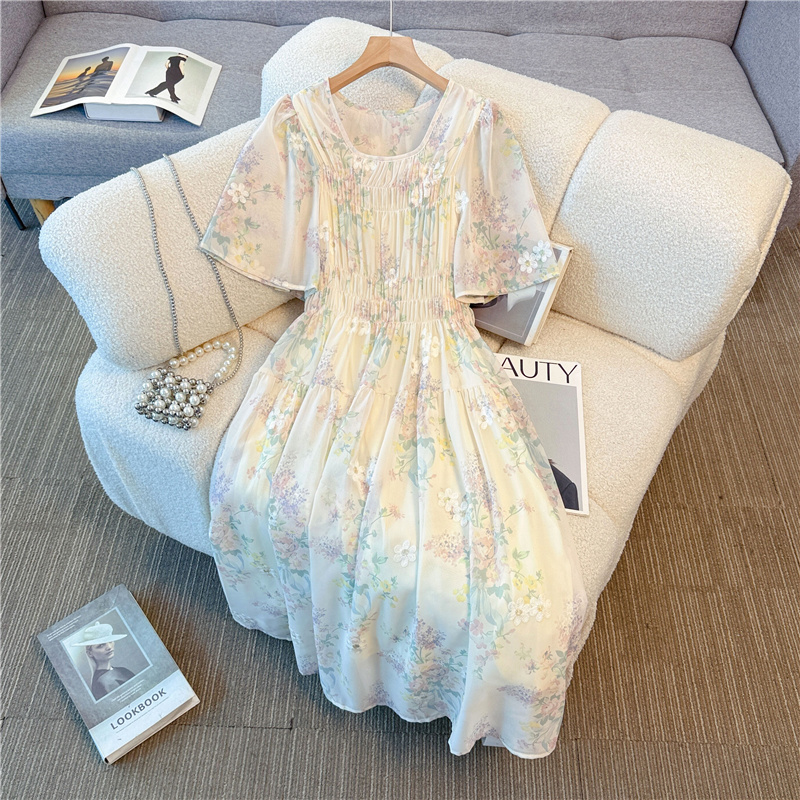 Large yard glaze embroidery light luxury slim dress