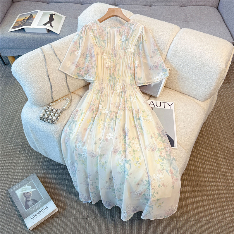 Large yard glaze embroidery light luxury slim dress
