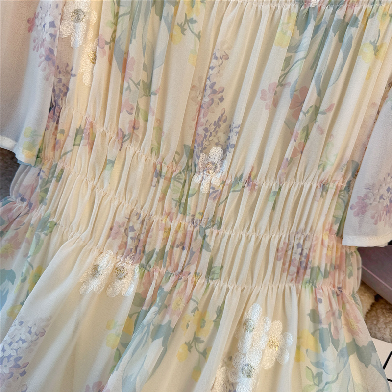 Large yard glaze embroidery light luxury slim dress