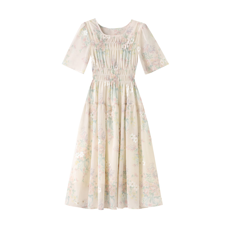 Large yard glaze embroidery light luxury slim dress