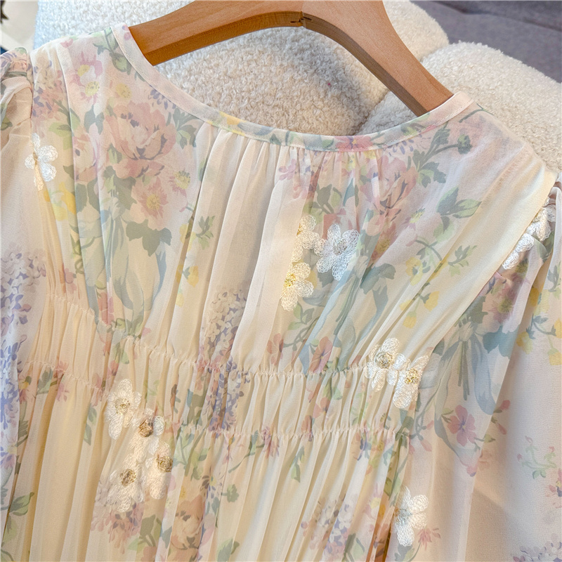 Large yard glaze embroidery light luxury slim dress