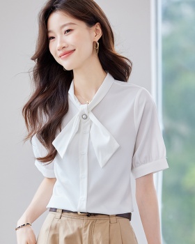 Rose-red bow temperament thin fashionable shirt for women