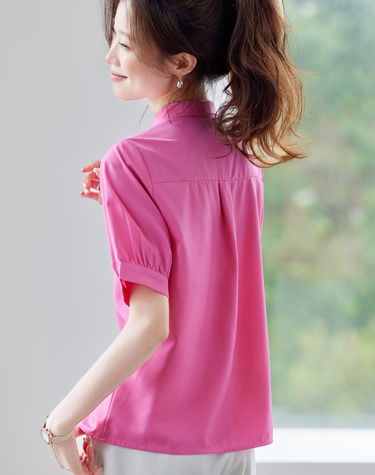 Rose-red bow temperament thin fashionable shirt for women