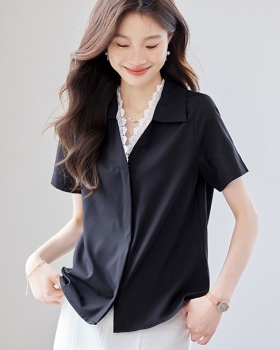 V-neck short sleeve small shirt white unique shirt for women