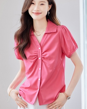 All-match fashion short sleeve simple summer shirt for women