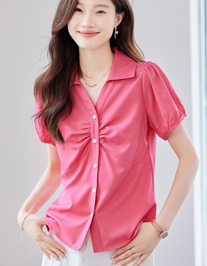 All-match fashion short sleeve simple summer shirt for women