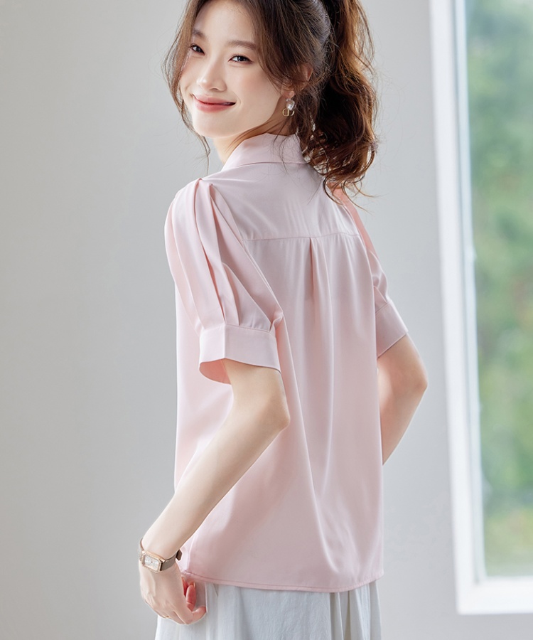 Sweet summer shirt all-match pink small shirt for women