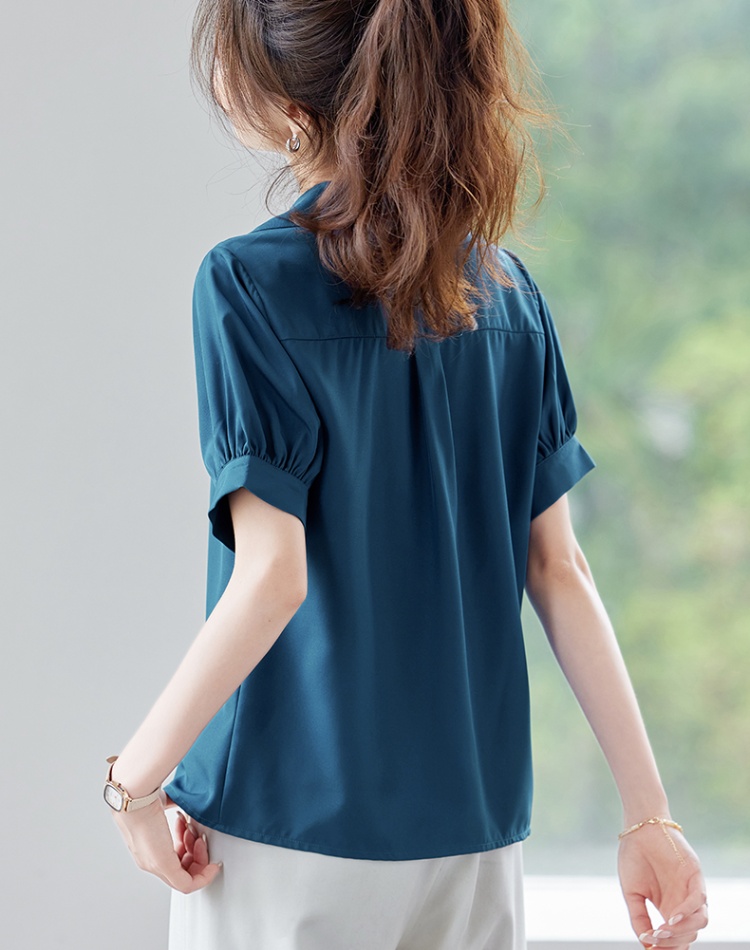 V-neck short sleeve tops Casual all-match shirt for women