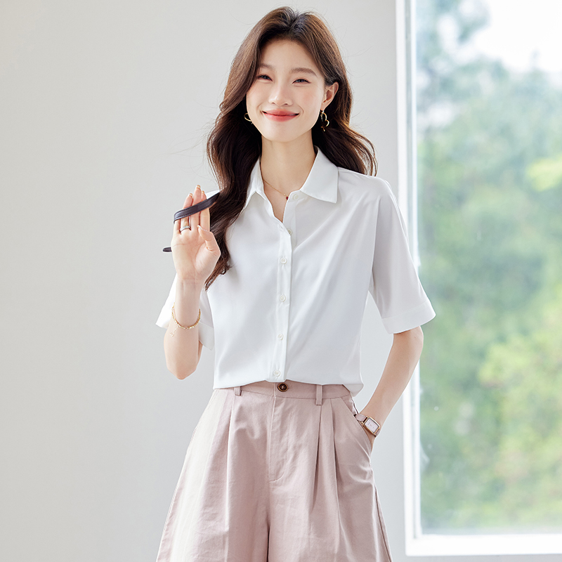 Spring and summer short sleeve tops all-match loose shirt