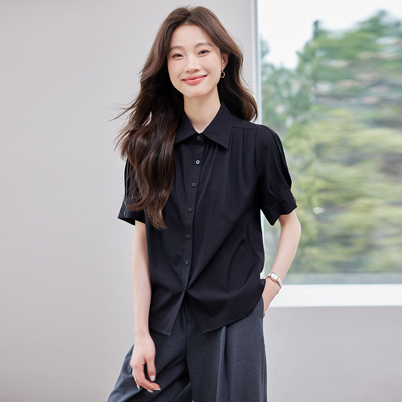 Thin summer commuting fashion white all-match shirt for women