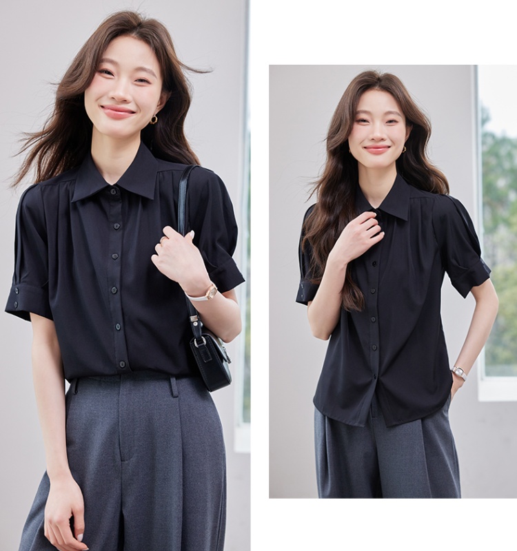 Thin summer commuting fashion white all-match shirt for women