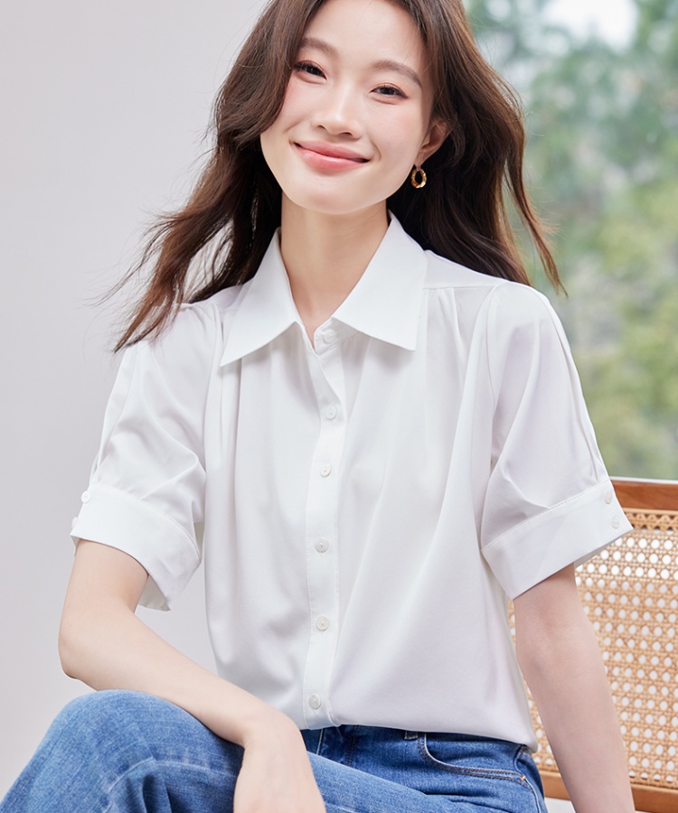 Thin summer commuting fashion white all-match shirt for women