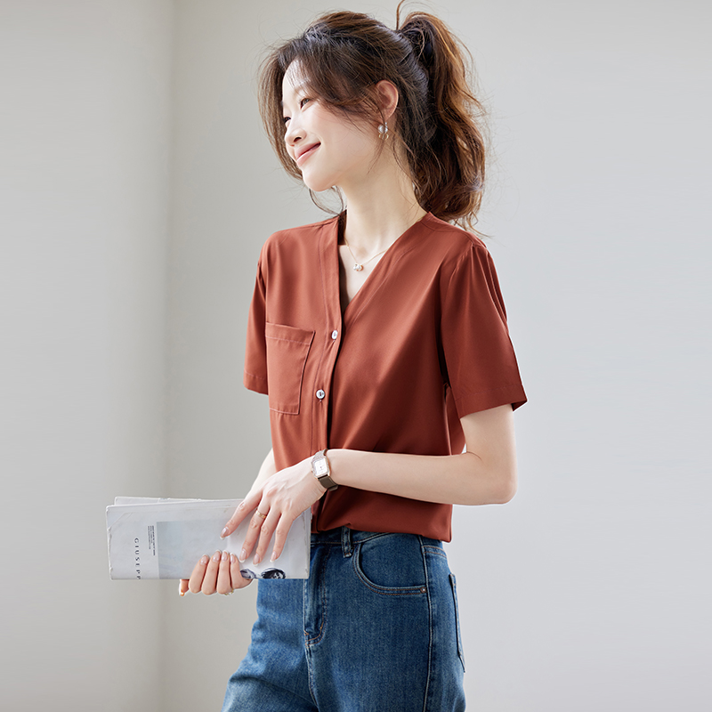 Unique summer small shirt V-neck shirt for women