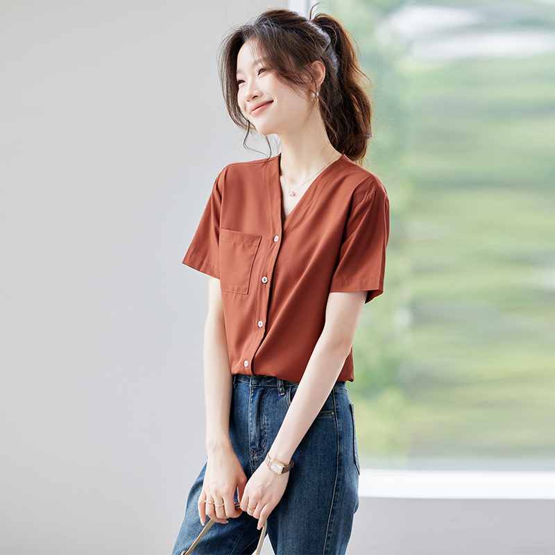 Unique summer small shirt V-neck shirt for women