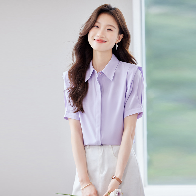 Pure Western style tops purple shirt for women