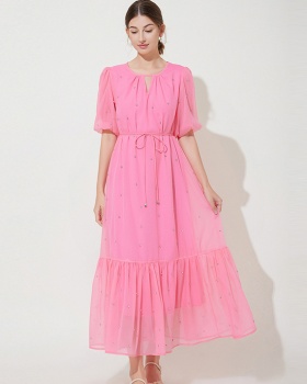 Niche loose dress beading temperament long dress