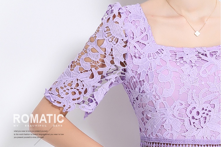 Square collar light luxury fashion long slim hollow dress