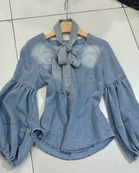 Loose niche retro puff sleeve tops