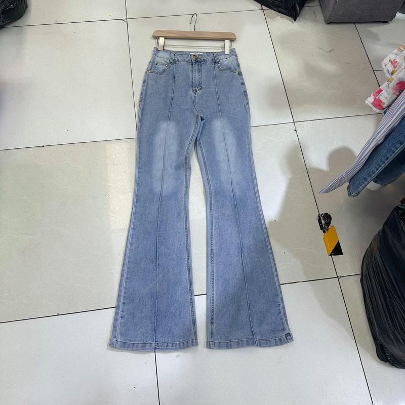 Loose niche retro tops micro speaker denim pants a set