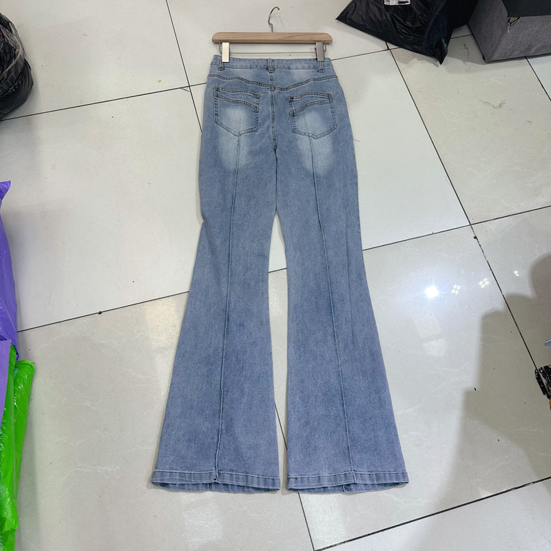 Loose niche retro tops micro speaker denim pants a set