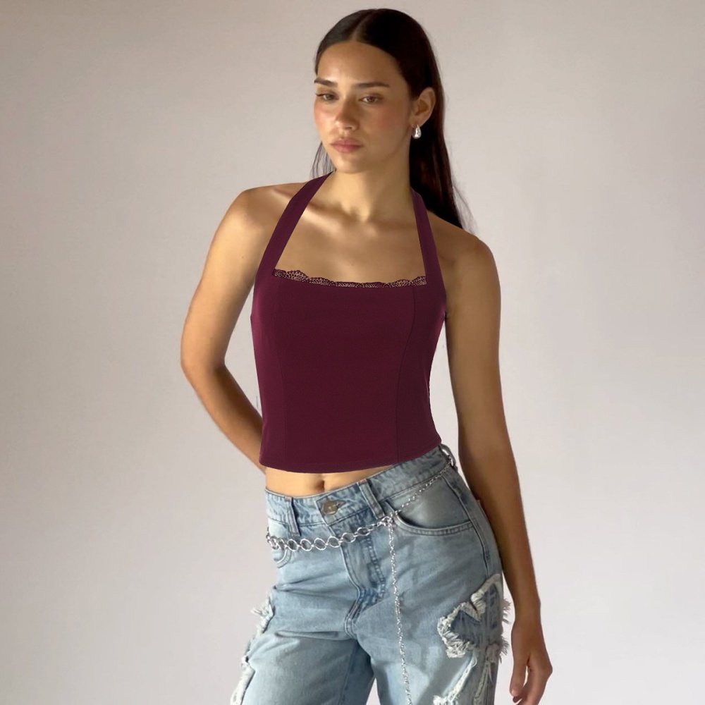 Halter fashion lace European style vest