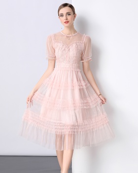 France style dress pinched waist formal dress for women
