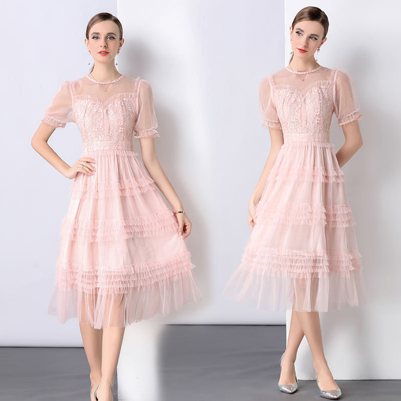France style dress pinched waist formal dress for women