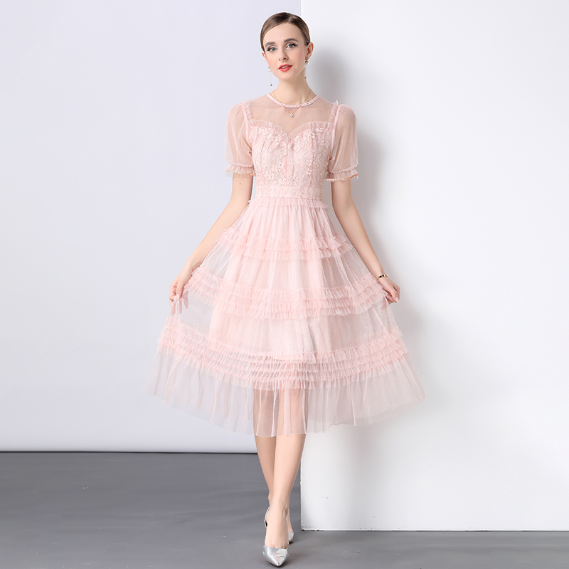 France style dress pinched waist formal dress for women