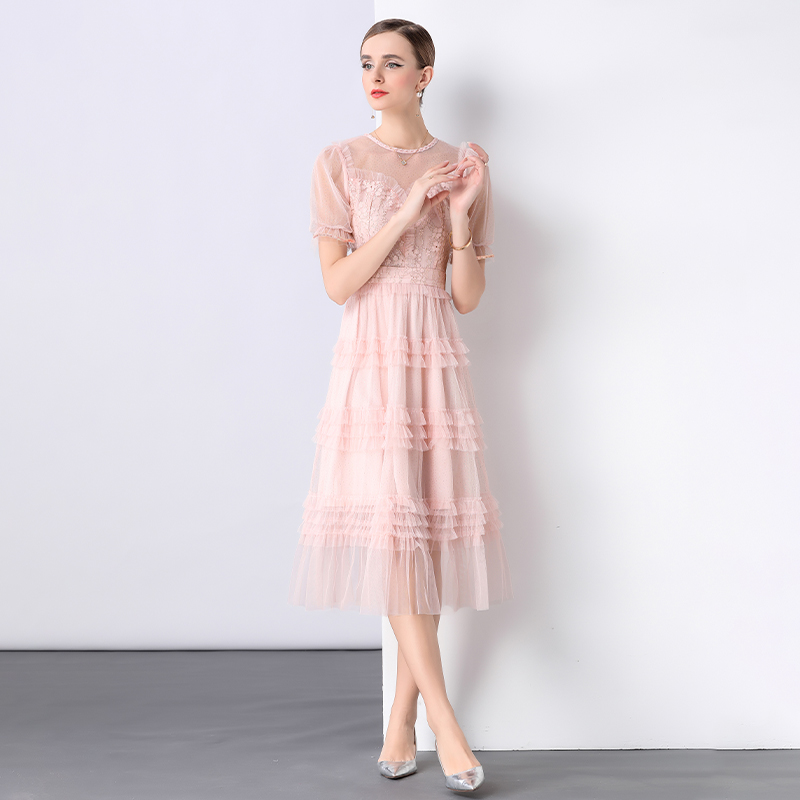 France style dress pinched waist formal dress for women